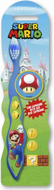 Furçë dhëmbësh për fëmijë Cartoon Super Mario me kapak, unisex Furçë dhëmbësh për fëmijë Cartoon Super Mario me kapak, unisex
