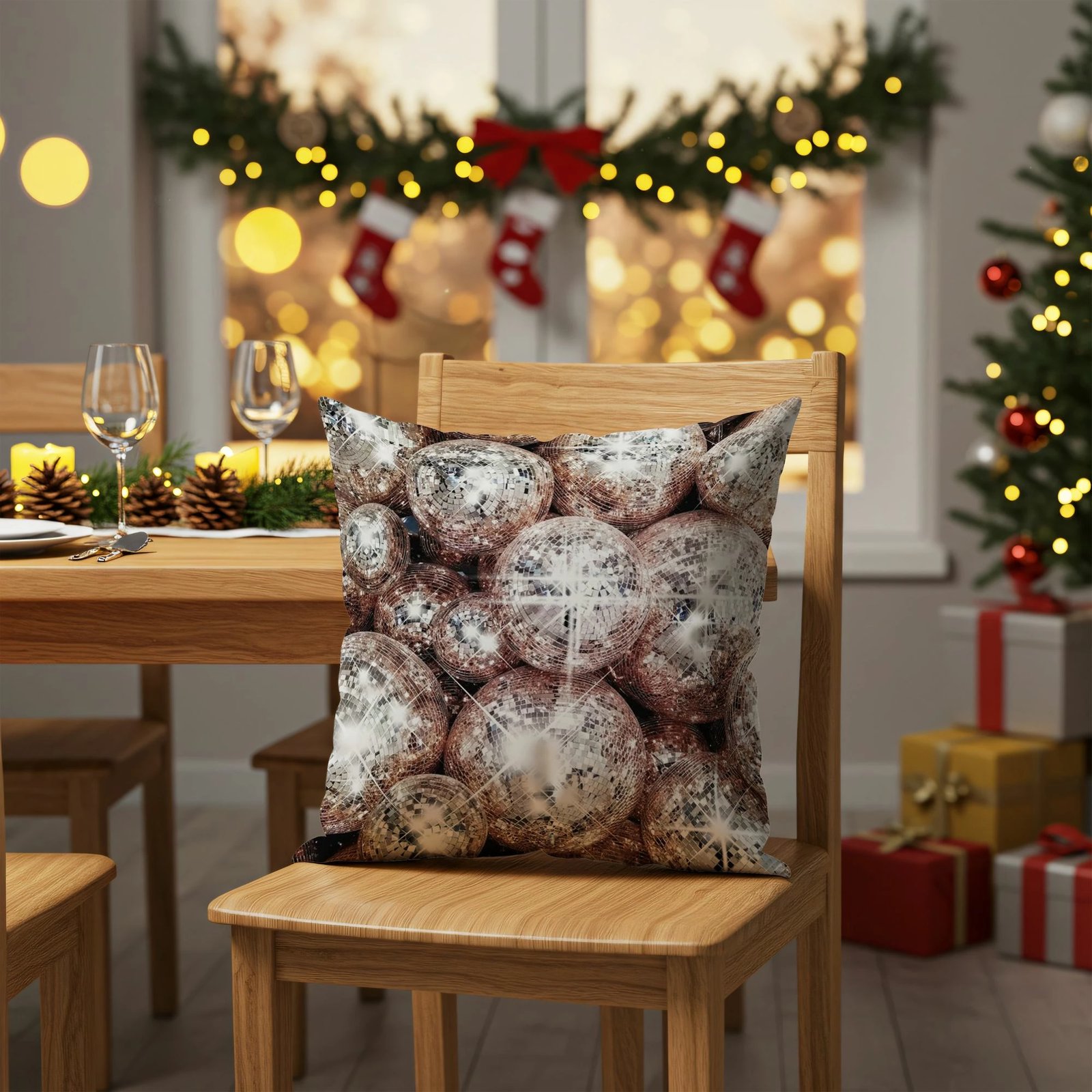 Set mbulesash jastëku për Krishtlindje, 2 copë, Evila Originals, PLW-NWYR26 - 16, shumëngjyrëshe, 43x43cm