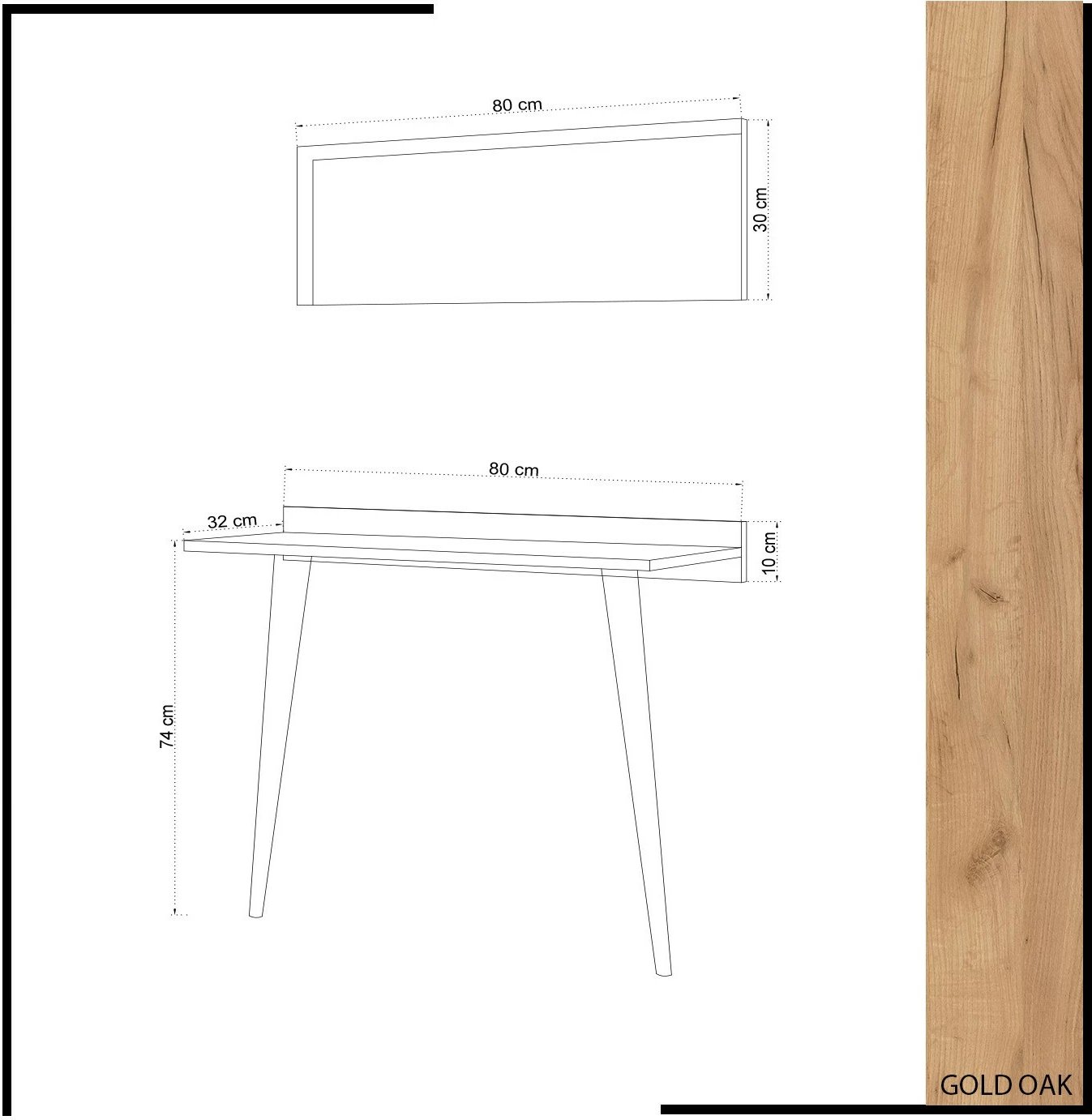 Komodë Hanah Home, Banevento, me pasqyrë, ngjyrë lisi, 80x84x32cm
