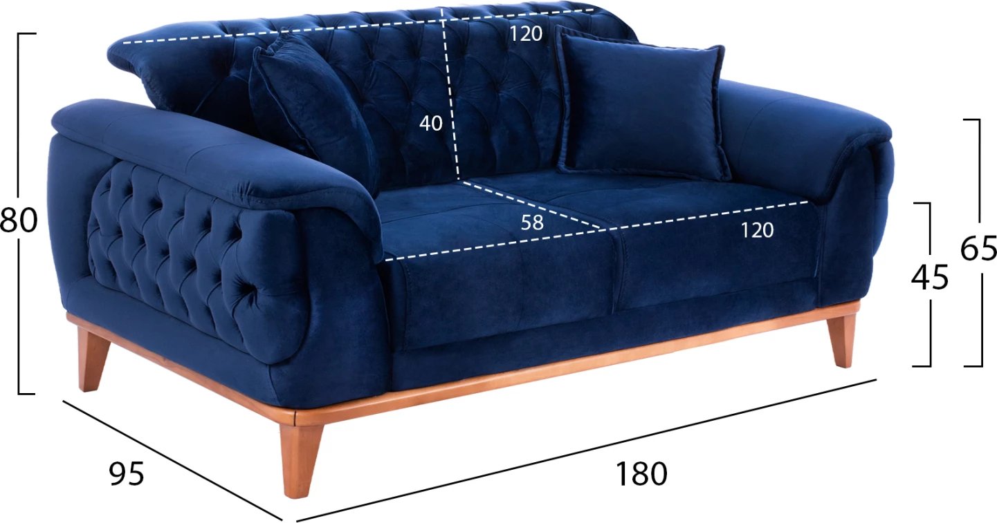 Divan 2-vendësh që bëhet shtrat, ngjyrë blu, FH3250.18