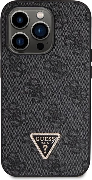 Mbështjellës Guess GUHCP14LP4TDSCPK për iPhone 14 Pro, Crossbody 4G Metal Logo, i zi me rrip
