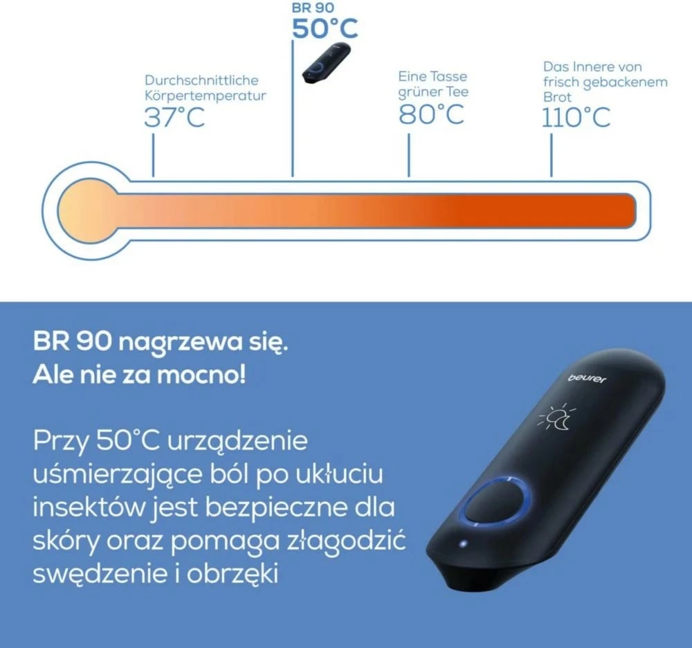 Pajisje lehtësuese pickimesh insektesh, Beurer BR90, 2 programe, dritë orientuese, fikje automatike, e zezë