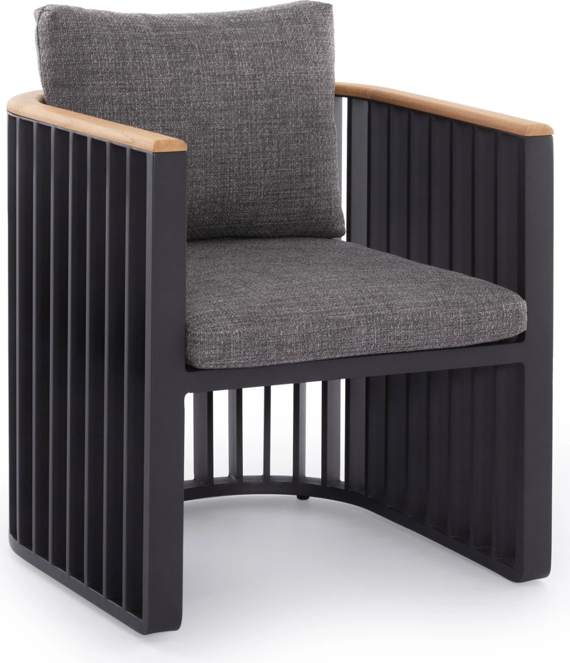 Karrige ngrënieje alumini Eternity, ngjyrë antracit, jastëkë gri, 64x65x68.5-82cm