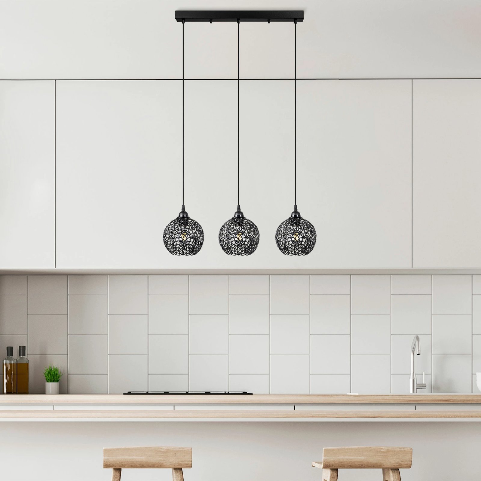 Llambë tavani Opviq Hay, e zezë, 69x17x113 cm