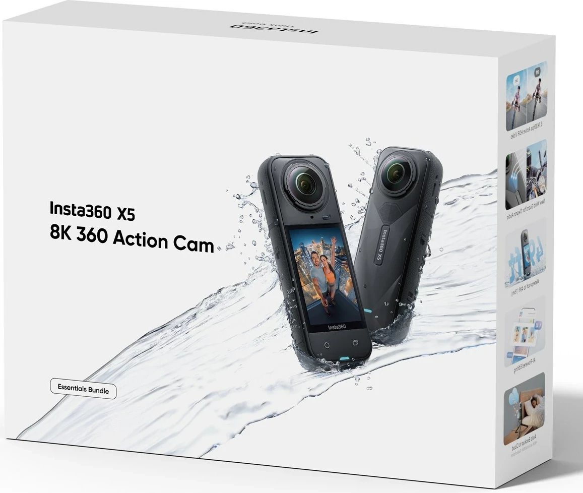 Kamerë aksioni 360 Insta360 X5 Essentials Bundle, 8K Ultra HD, e zezë