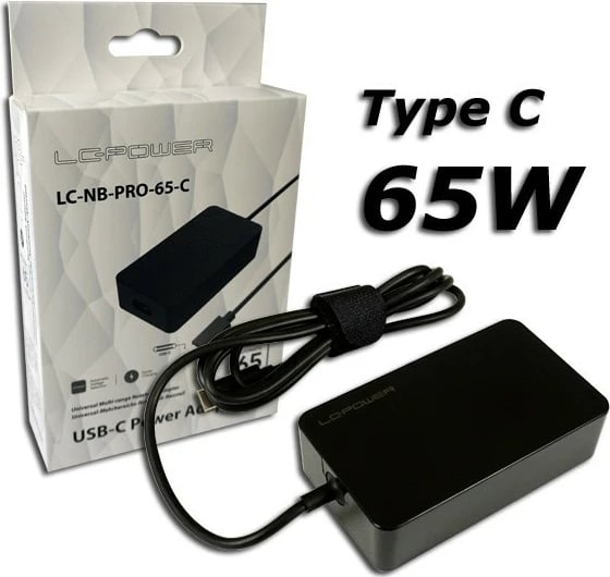 Adapter universal LC-Power LC-NB-PRO-65-C, 65W, USB-C, i zi