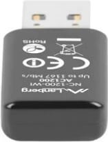 Kartelë rrjeti WiFi USB Lanberg NC-1200-WI, AC1200, 2 antena të brendshme, e zezë