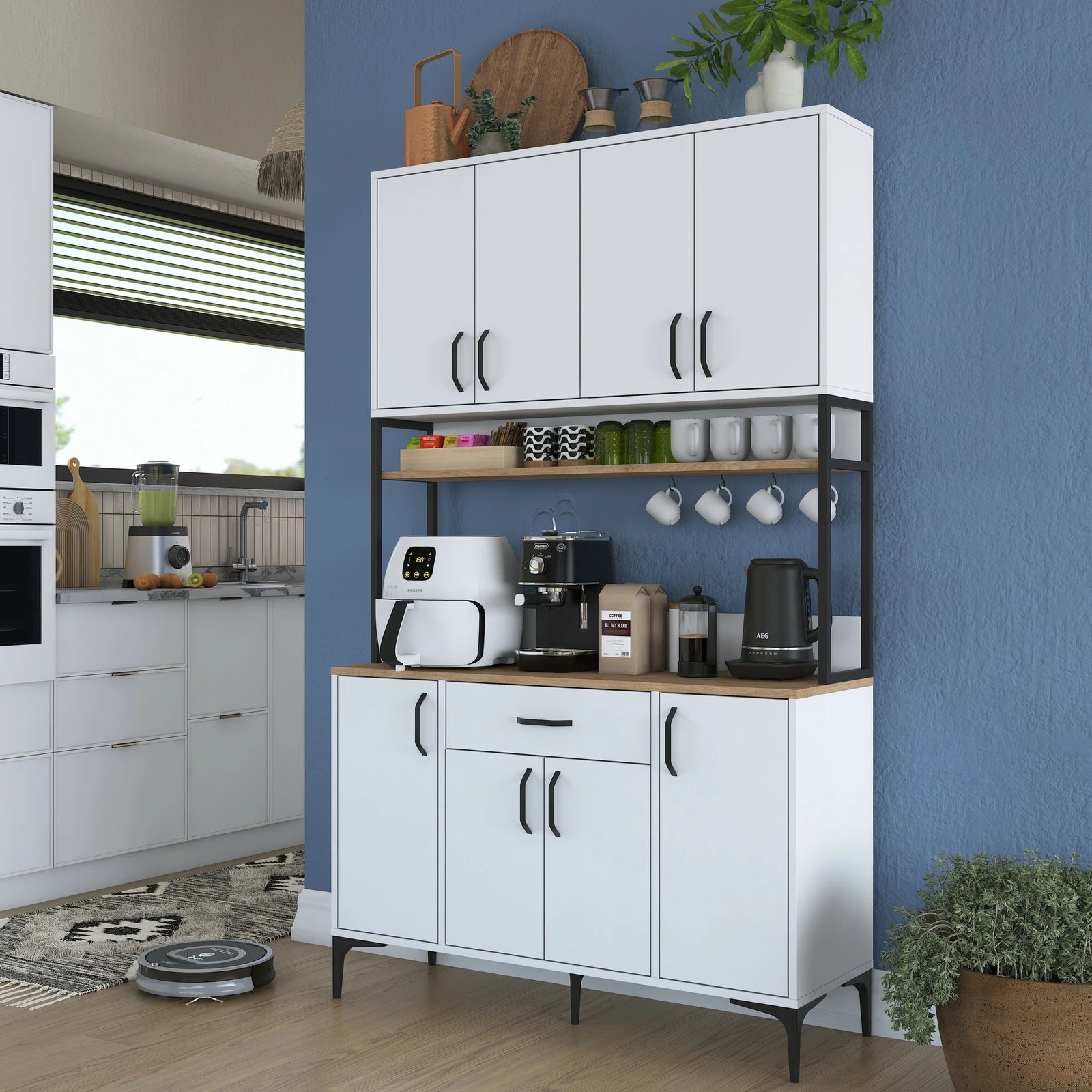 Dollap shumëpërdorimësh, ngjyrë arre dhe e bardhë, Skye Decor, JE127 - 3401