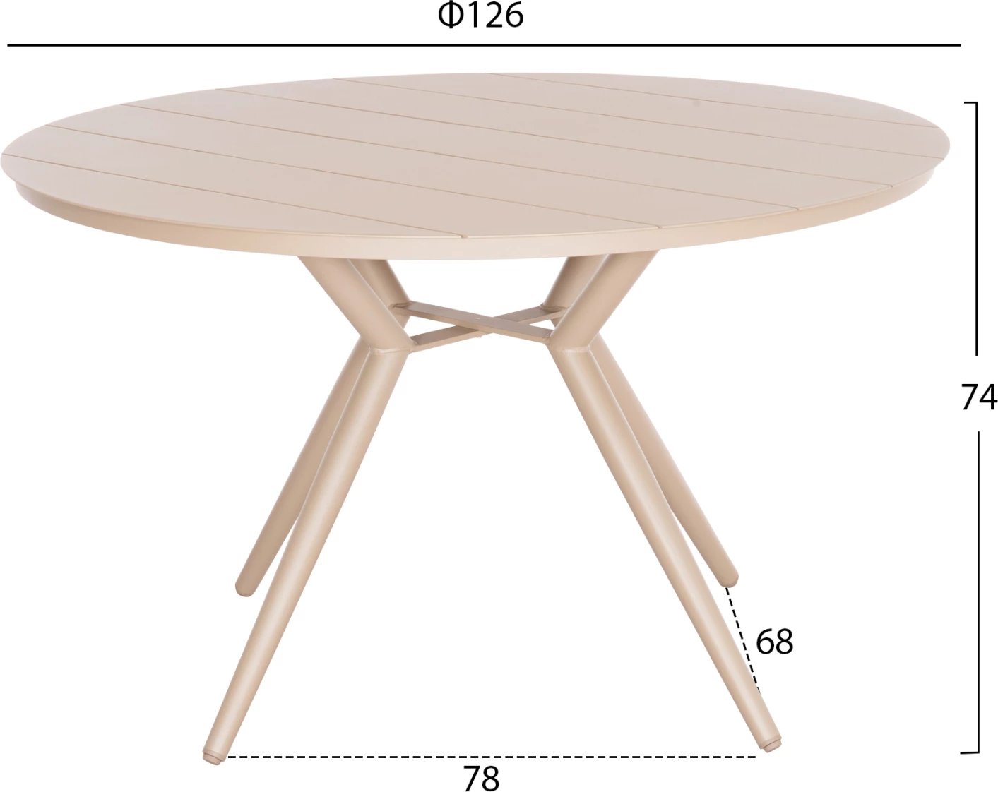 Tavolinë e rrumbullakët alumini, ngjyrë kapuçino, HIGER FH6290.04, Φ126x74Hcm