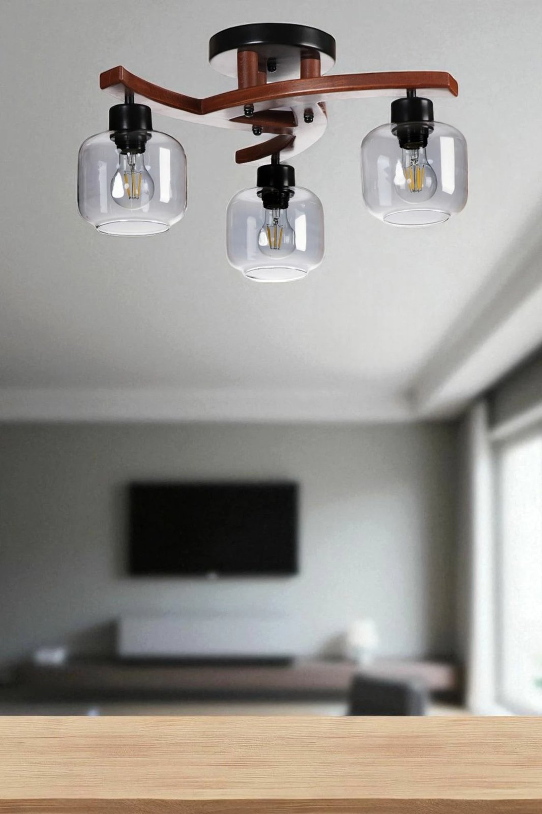 Llambadar Opviq, 9002-1, metal e xham, ngjyrë gri, arre, e zezë