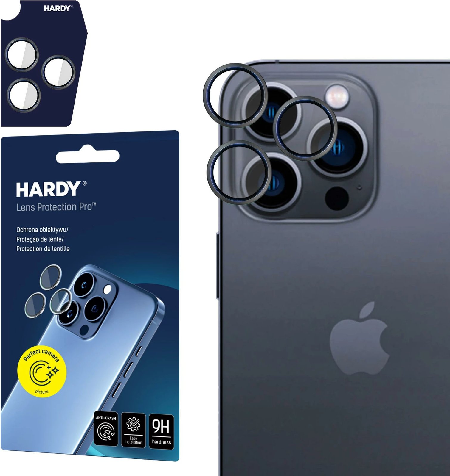 Mbështjellës xhami për kamerë 3mk Protection Hardy Lens Protection Pro për iPhone 16 Pro / 16 Pro Max, Zi