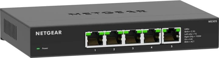 Switch, Netgear, MS305-100EUS, 5 porta 2.5GbE 20Gbps, e zezë