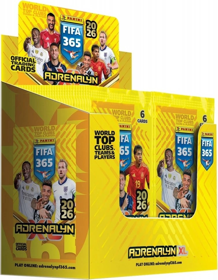 Set kartash koleksionuese Panini FIFA 365 Adrenalyn XL 2026, 50 pako, për futboll