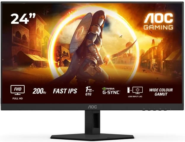 Monitor gaming, AOC, 24G4HRE, 24" FHD 200Hz Fast IPS 1ms GtG HDR10 G-Sync, e zezë/e kuqe