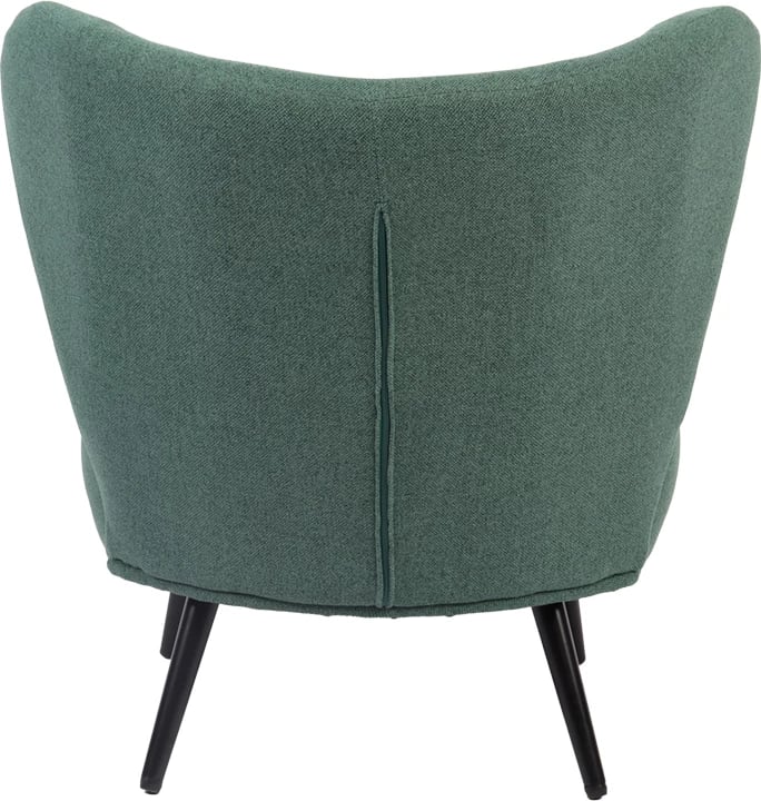 Fotel Nagreta, material tekstili i gjelbër, këmbë metalike të zeza, 77x73x74cm