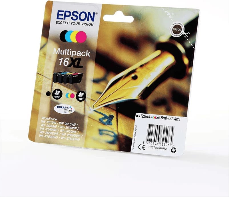 Bojë printeri, Epson, 16XL C13T16364012, XL multipack 4-ngjyra, e zezë/cyan/magenta/e verdhë, paketë 4-copë