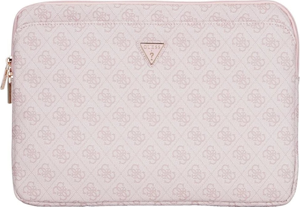 Mbështjellës laptopi Guess 4G Zipper Pocket Triangle Logo, 14", Rozë