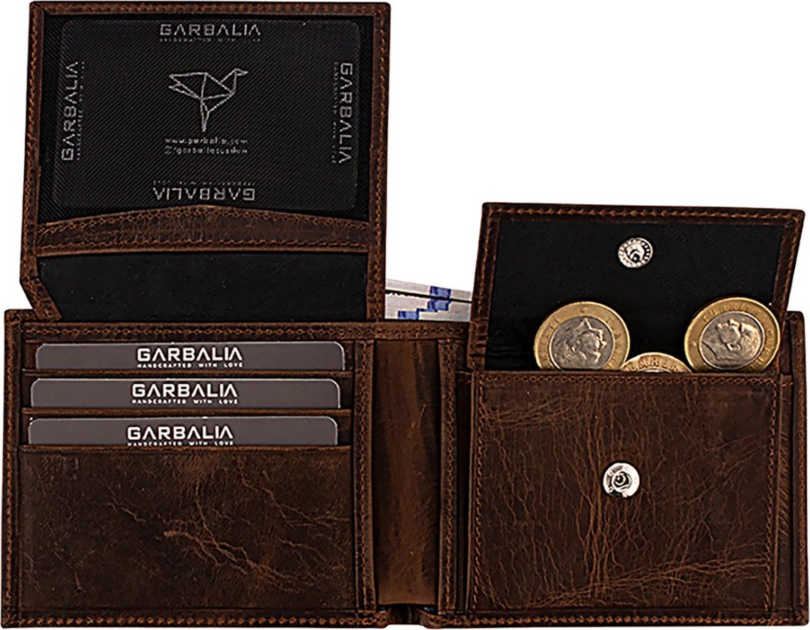 Portofol për burra, lëkurë origjinale, ngjyrë kafe, Jackson Crazy