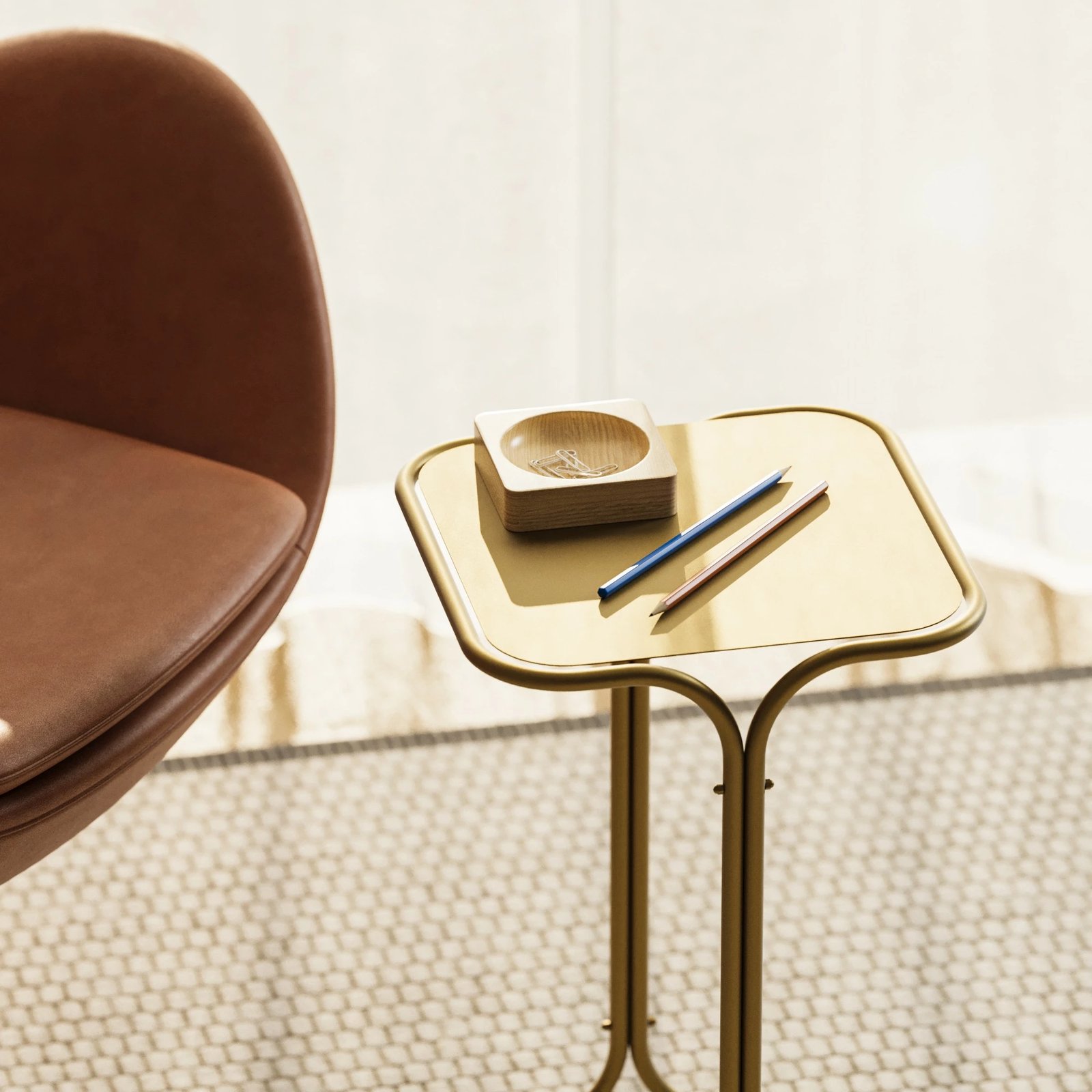 Tavolinë kafeje metalike, ngjyrë ari, Hanah Home, SHB-001-B