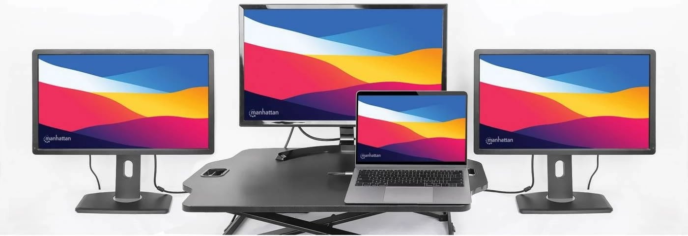 Docking station MANHATTAN USB-C 11in1 MST, për 3 monitorë, argjend Docking station MANHATTAN USB-C 11in1 MST, për 3 monitorë, argjend