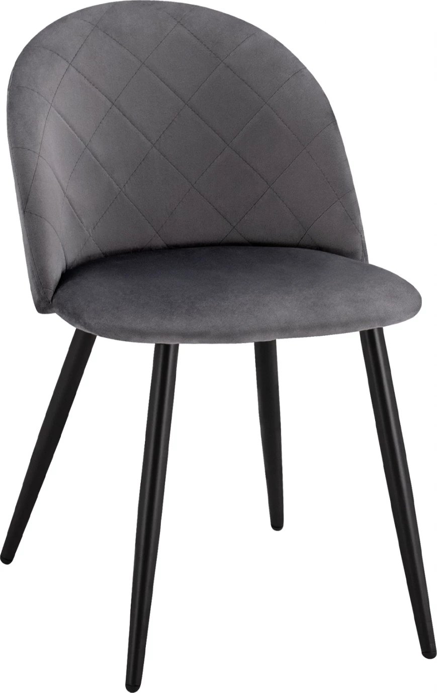 Karrige ngrënieje FH8731.11 me këmbë metalike & kadife gri, set prej 4 copë