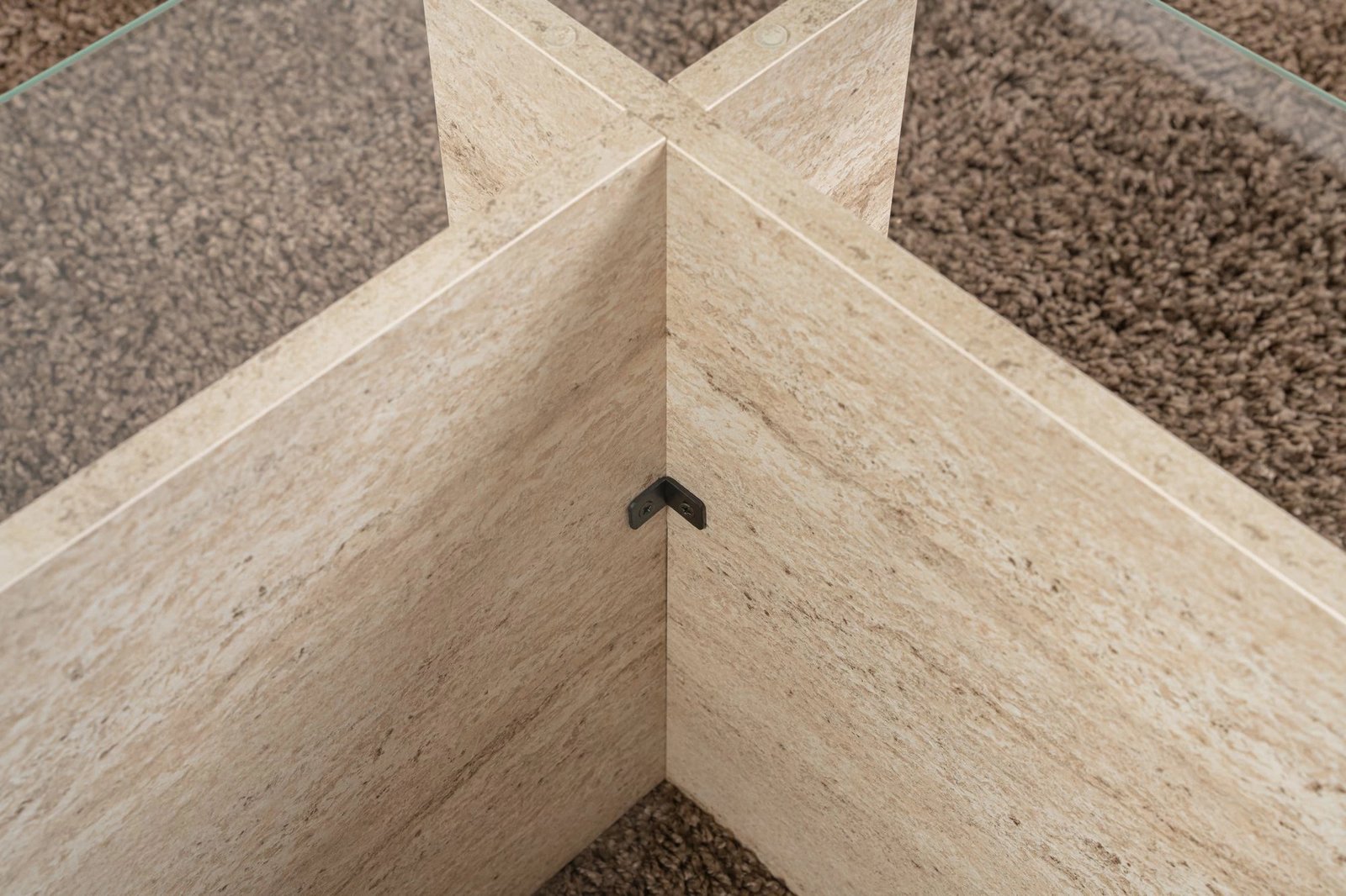 Tavolinë kafeje Nordure, xham i temperuar, ngjyrë travertine