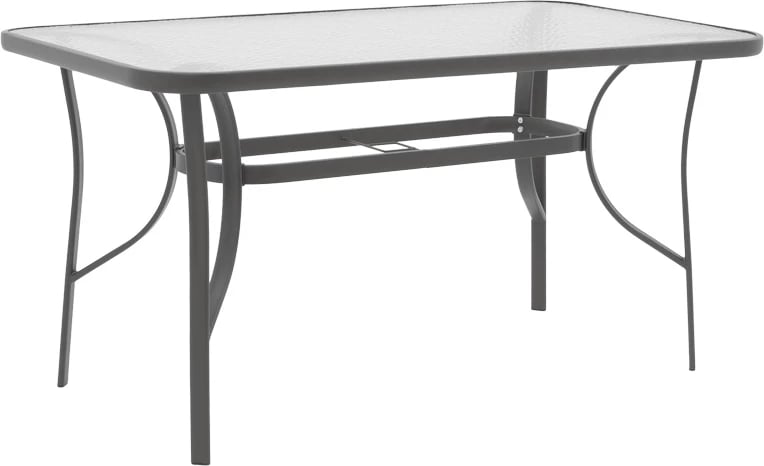 Tavolinë me karrige Ensure-Lindaria, metal-xham, ngjyrë anthracite, 5 copë, 140x80x70cm