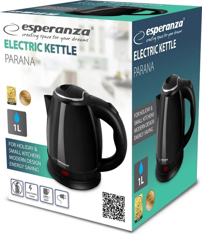 Vluese uji Esperanza EKK128K, 1L, 1350W, e zezë 