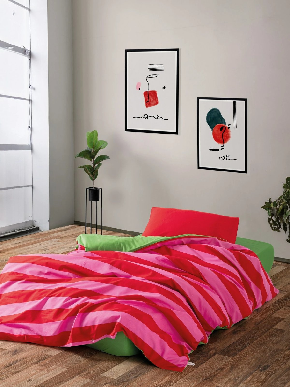 Set mbulesë jorgan për teke XXL, L'essentiel Cherie, ngjyrë e gjelbër, rozë, fuksia