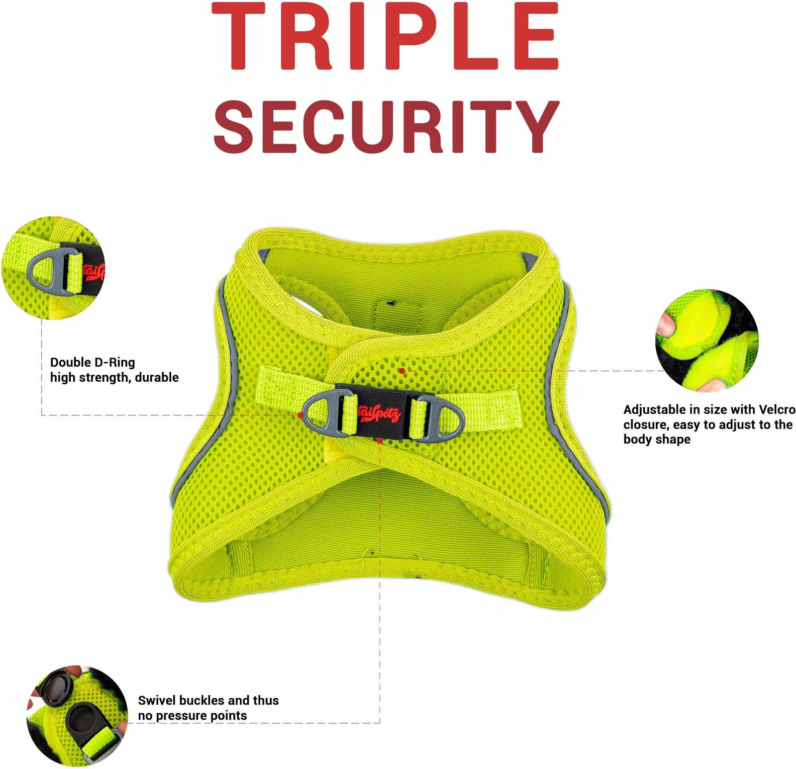 Parzmore për qen, ngjyrë Neo Lime, Air-Mesh