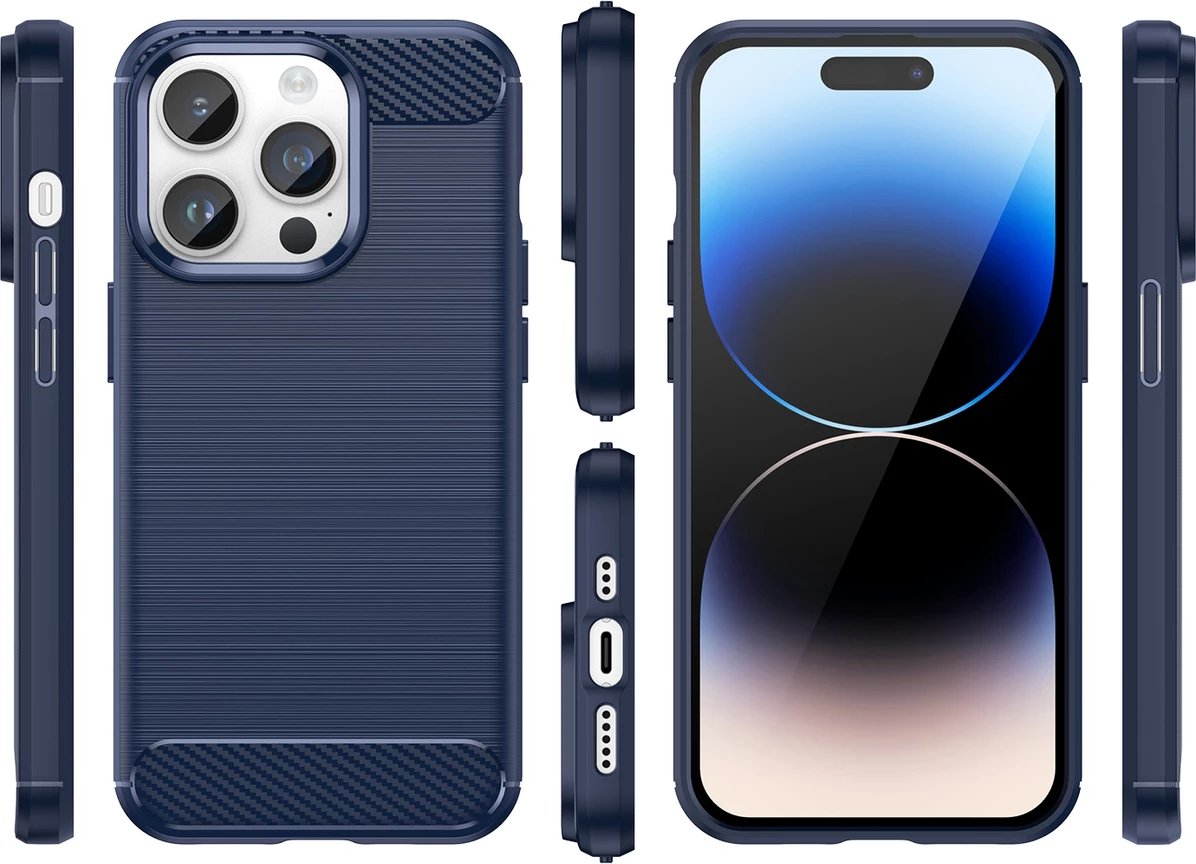 Mbështjellës Hurtel Carbon Case për iPhone 14 Pro Max, TPU, Blu