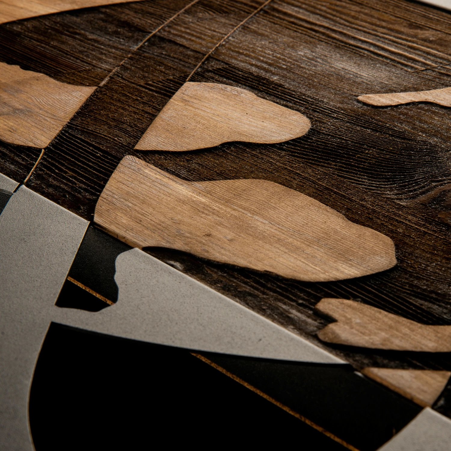 Aksesor dekorativ për mur, dru dhe metal, Wallity Gezen, ngjyrë e zezë dhe arre, 58x58cm