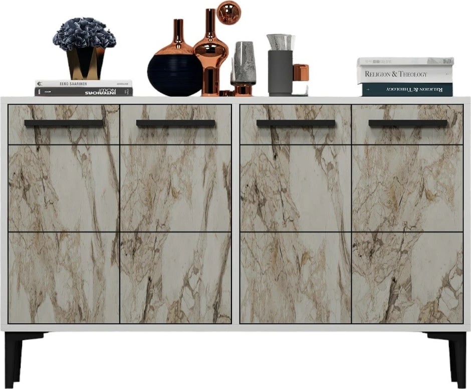 Konsol Skye Decor, ngjyrë e bardhë, mermer