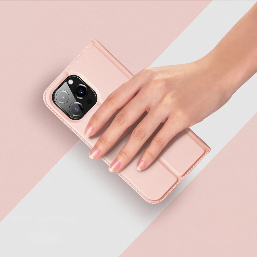 Mbështjellës Dux Ducis Skin Pro për iPhone 15 Pro Max, me xhep kartelash, rozë