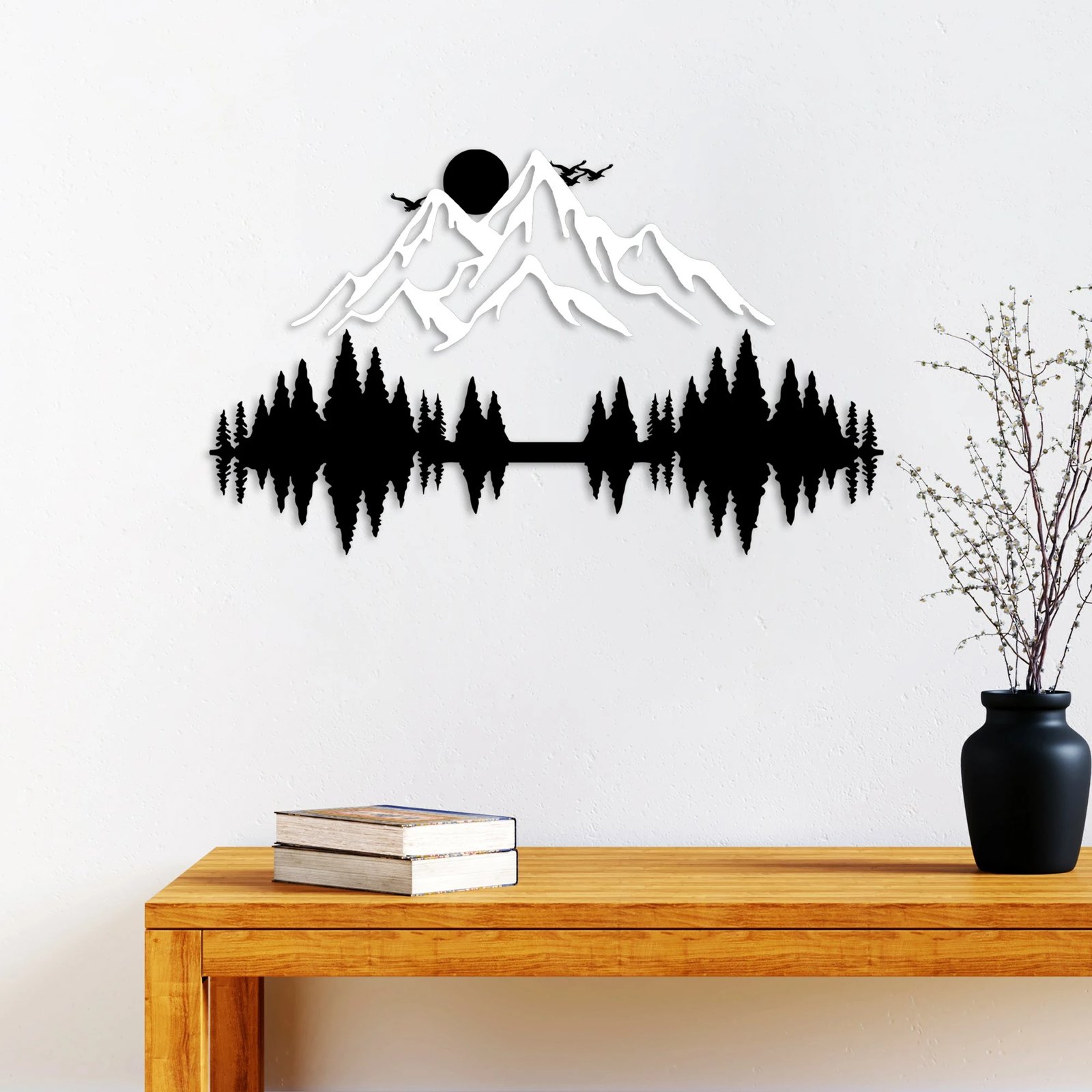 Aksesor dekorativ metalik për mur, natyrë dhe male, Wallity - 2 copë