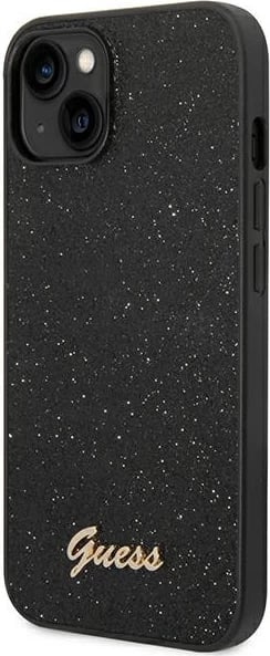 Mbështjellës Guess GUHCP14MHGGSHK për iPhone 14 Plus 6.7", i fortë, Glitter Script, i zi