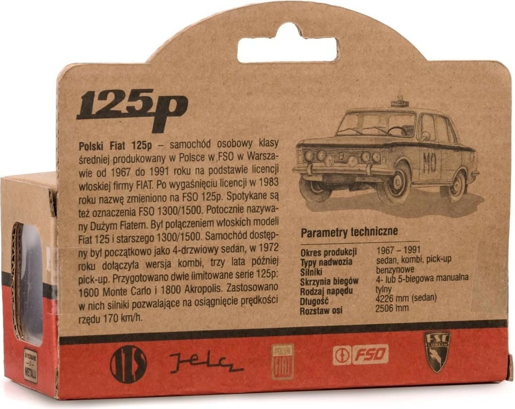 Model makine Daffi Fiat 125p MO, 1:43, metal/plastik, bardhë/blu