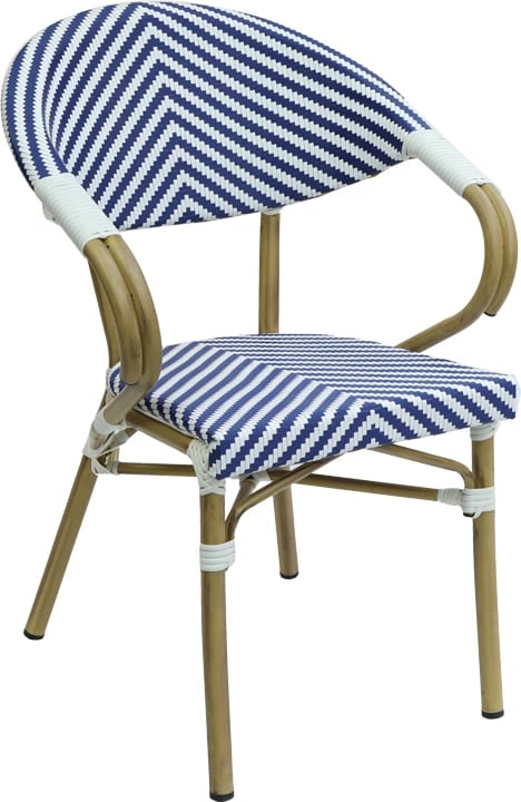 Karrige Isaia stack alumini natyral-blu dhe e bardhë textilene 57x57x83cm