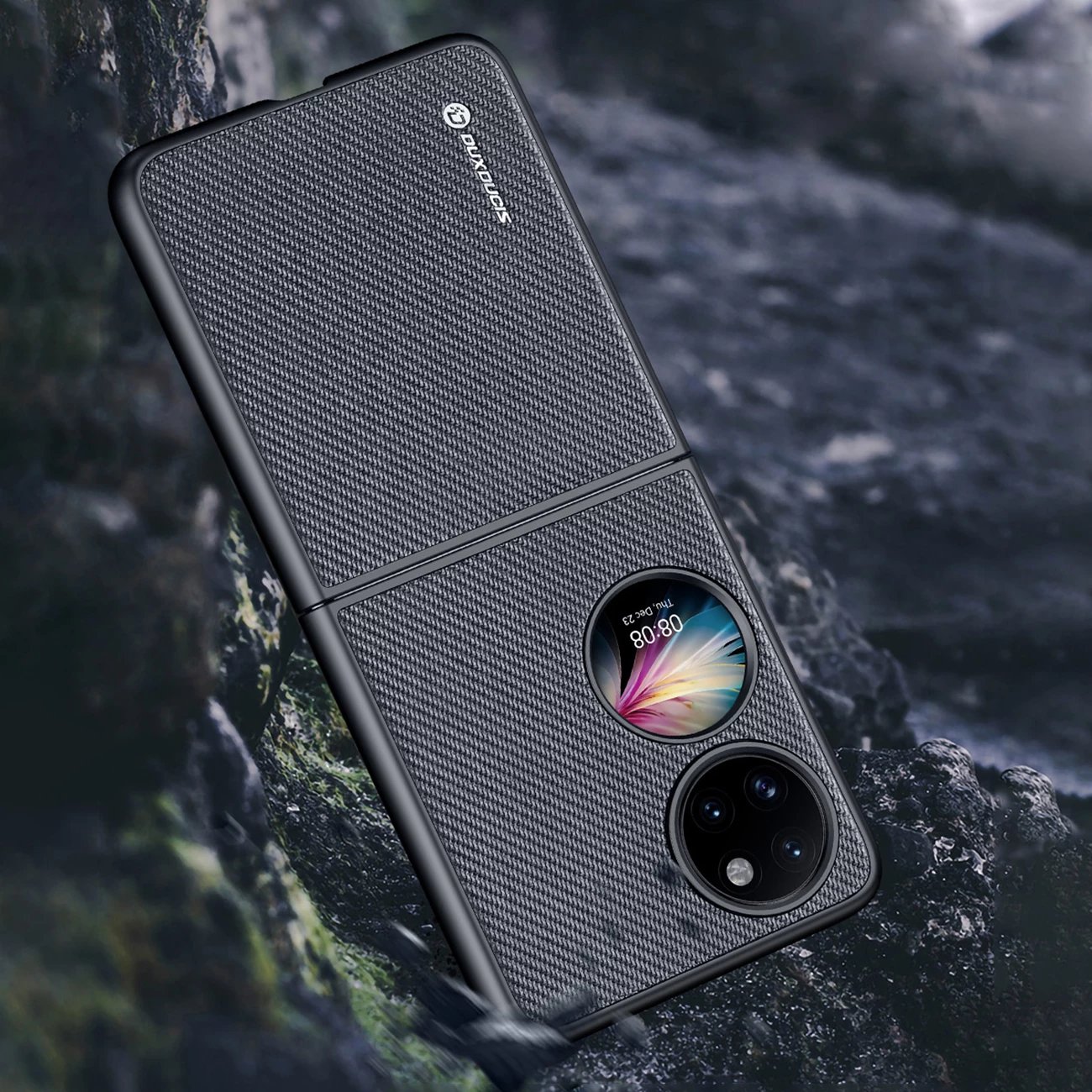 Mbështjellës Dux Ducis Fino për Huawei P50 Pocket, najlon, e zezë