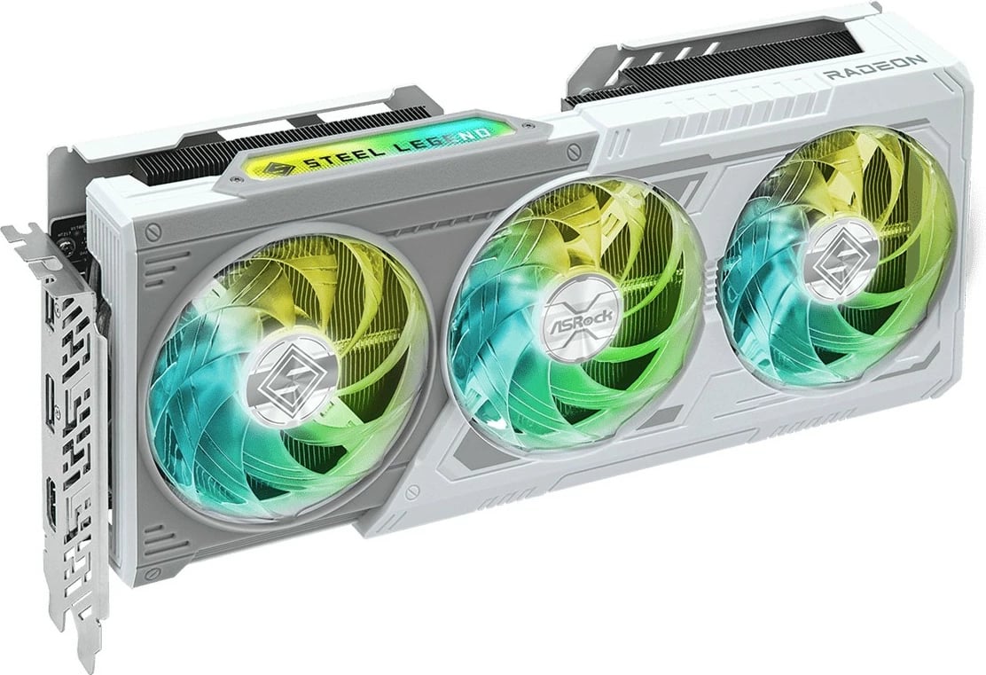 Kartelë grafike ASRock RX 9060XT Steel Legend 8GB GDDR6, 3 fan, gri/bardhë