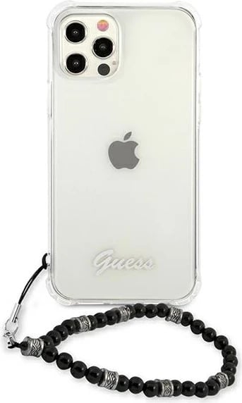 Mbështjellës Guess GUHCP12LKPSBK për iPhone 12 Pro Max 6.7", Transparent, me varëse Black Pearl Mbështjellës Guess GUHCP12LKPSBK për iPhone 12 Pro Max 6.7", Transparent, me varëse Black Pearl