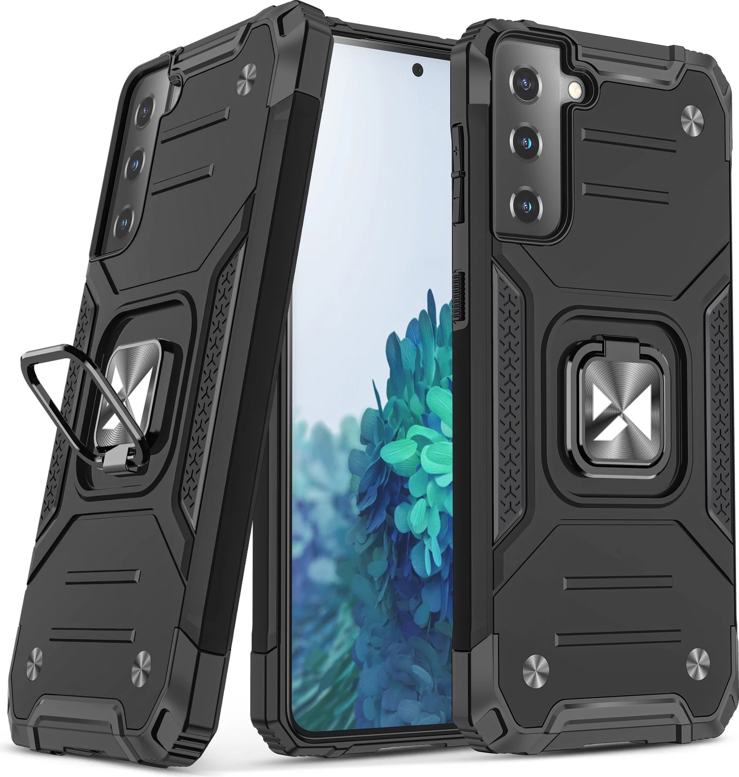 Mbështjellës Wozinsky Ring Armor për Samsung Galaxy S22 Ultra, me mbajtëse gishti dhe stand, Rozë