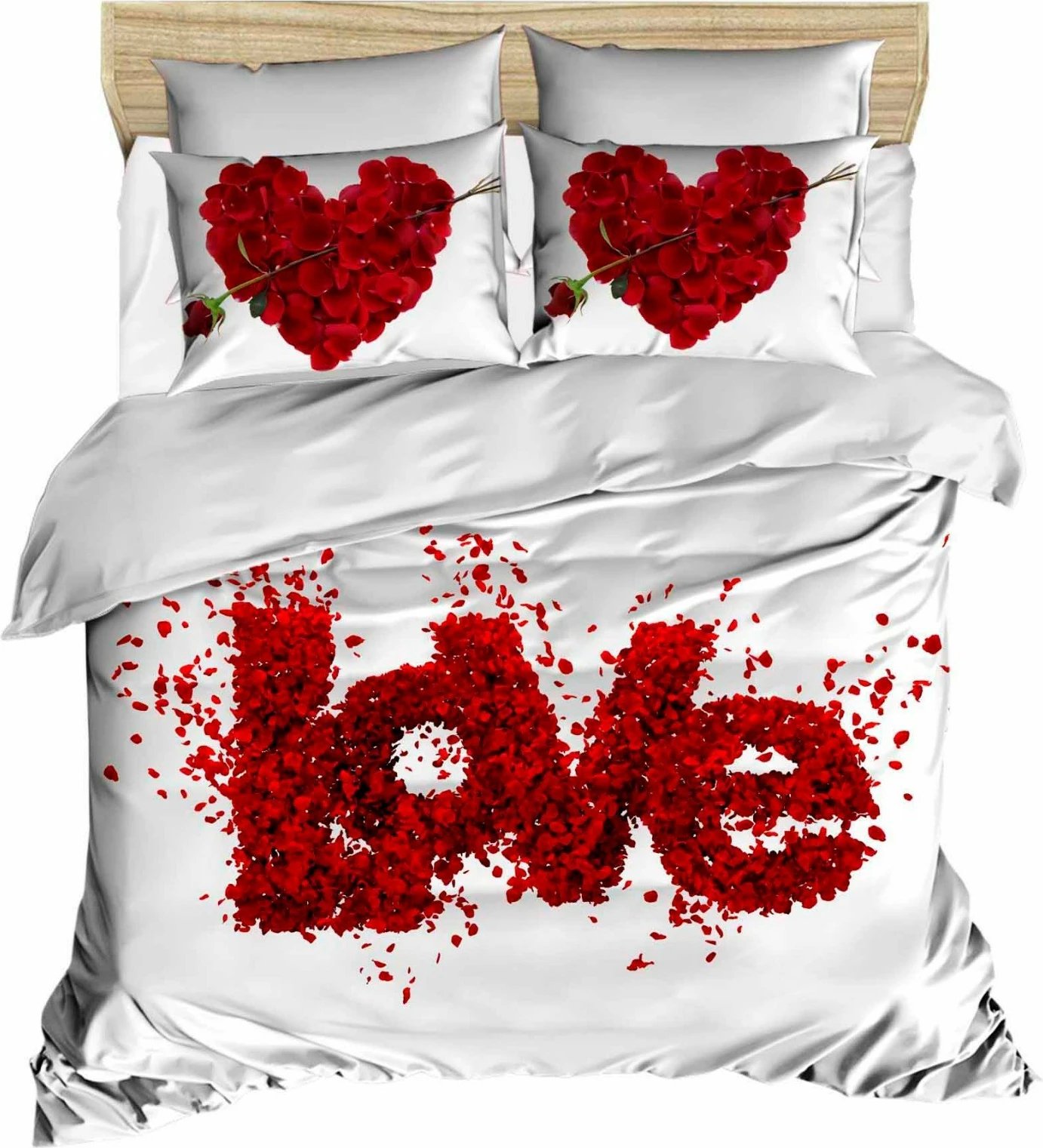 Set mbulesë për jorgan king size, L'essentiel, ngjyrë e kuqe dhe e bardhë, 193