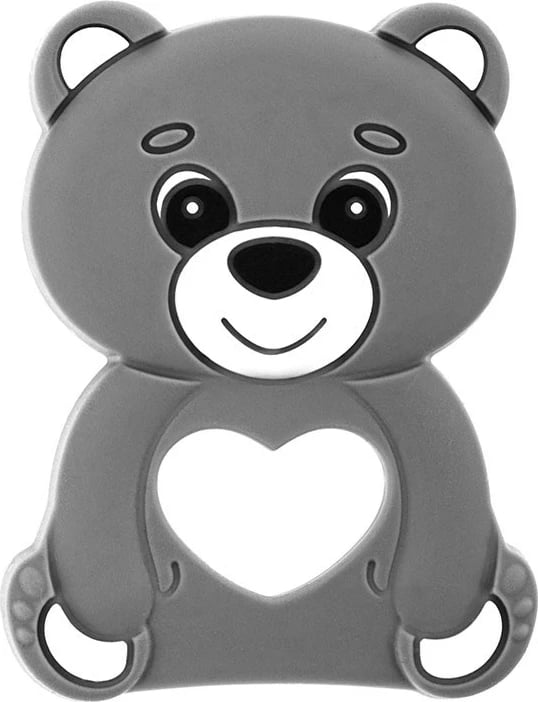 Teether silikoni, AKUKU, Teddy Bear, 9 cm, 0m+, pa BPA, gri
