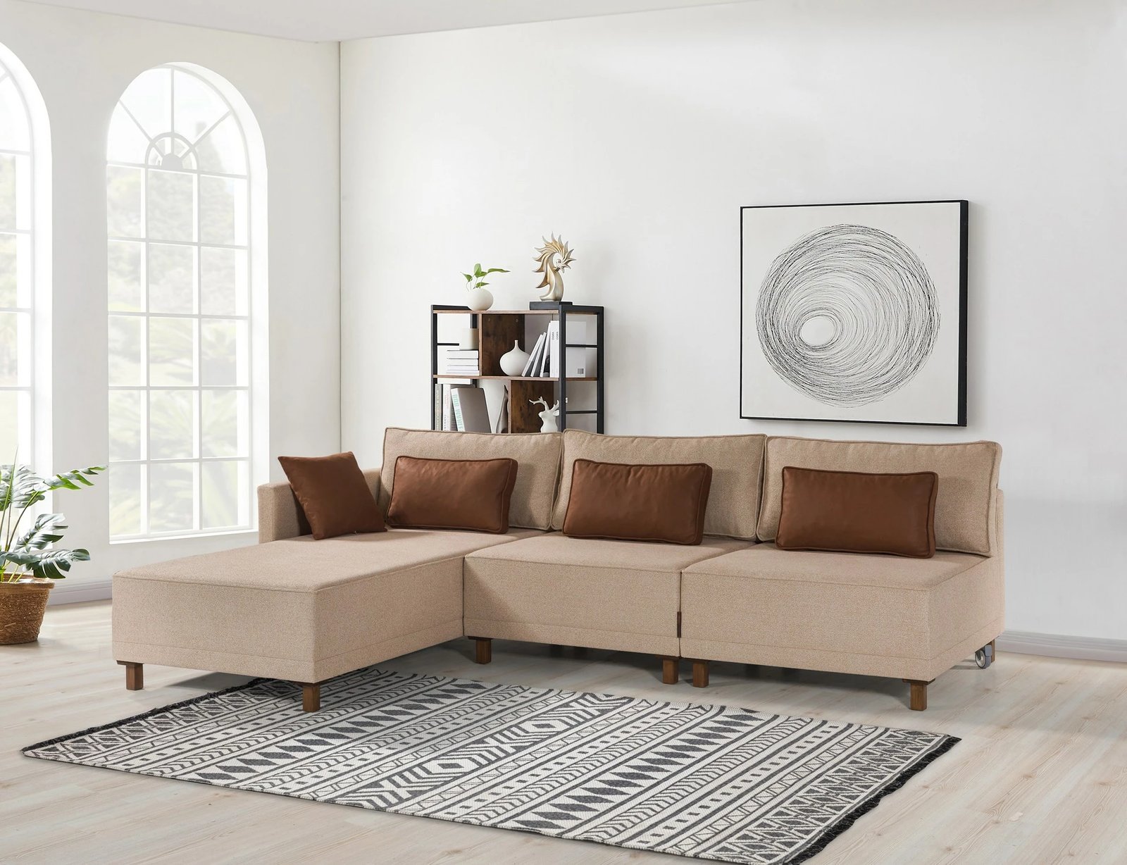 Kënd-sofë krevati Atelier del Sofa, Matris majtas, ngjyrë kafe
