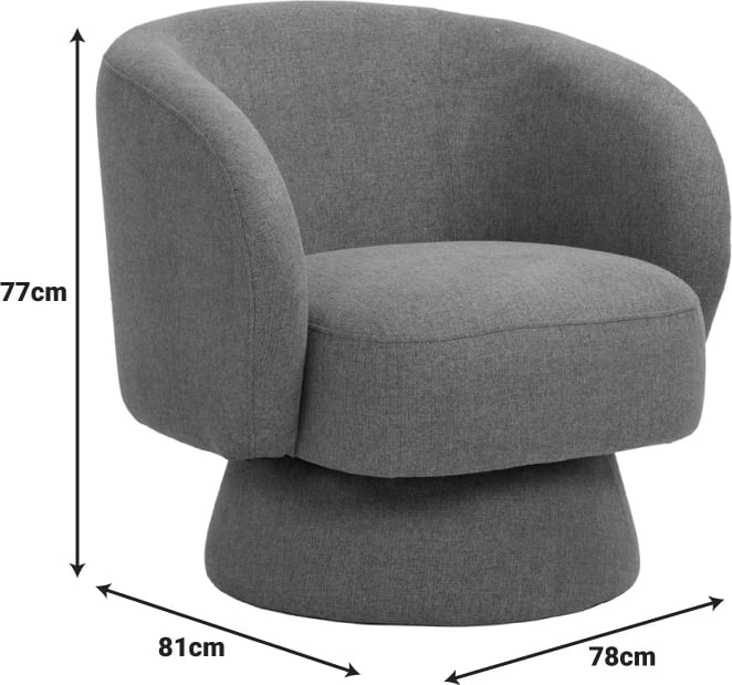 Kreslo rrotullues, material stof, ngjyrë terrakote, 78x81x77cm