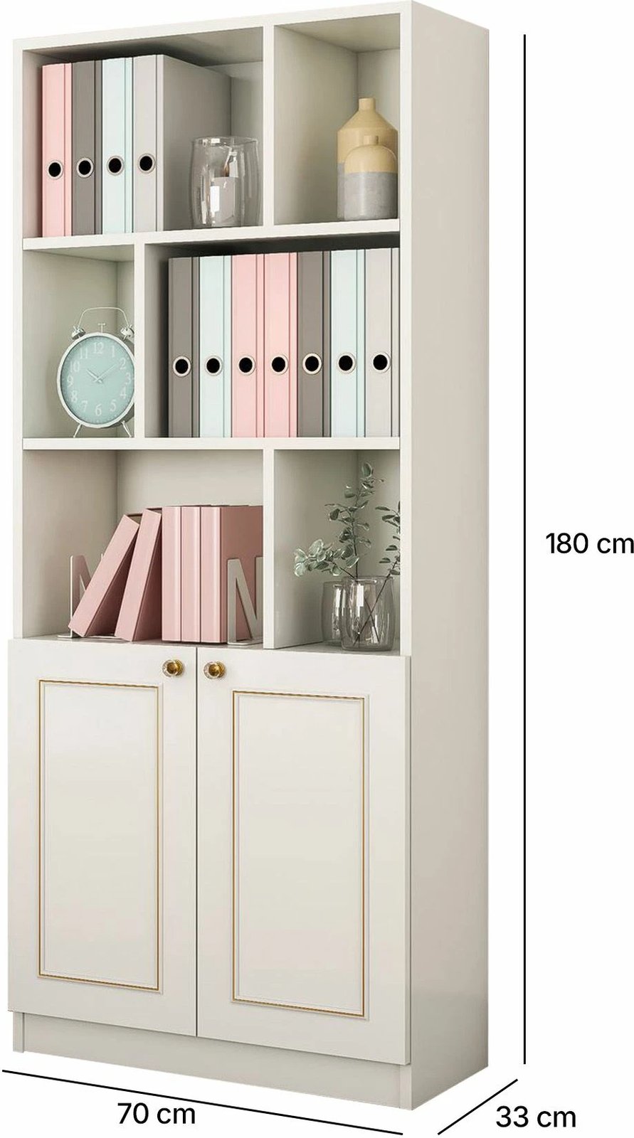 Raft librash Skye Decor, ngjyrë e bardhë mat, RB-089