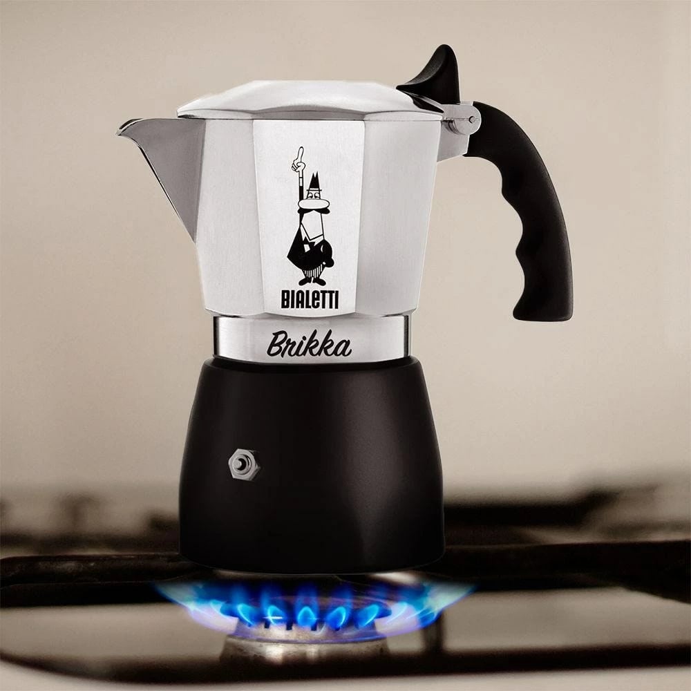 Moka pot Bialetti Brikka, 0.17L, 4 filxhanë, Alumini, Zi