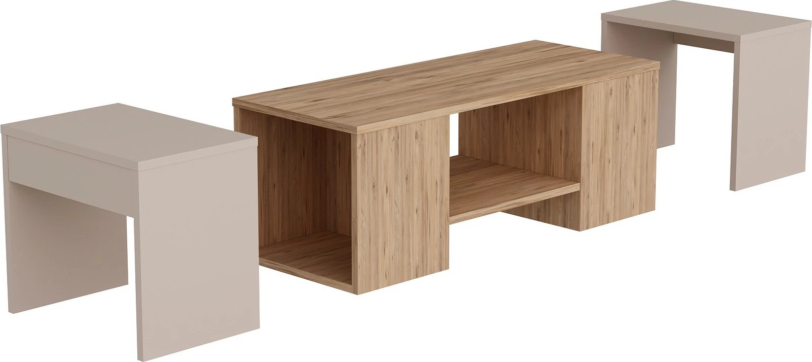 Set tavoline për kafe Hanah Home, Sartos, ngjyrë pishë Atlantike, bezhë