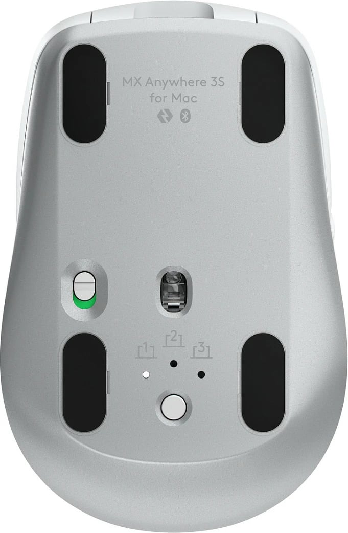 Maus Logitech MX Anywhere 3S për Mac, Djathtas, Laser, RF Wireless + Bluetooth, 8000 DPI, Argjendtë, Bardhë